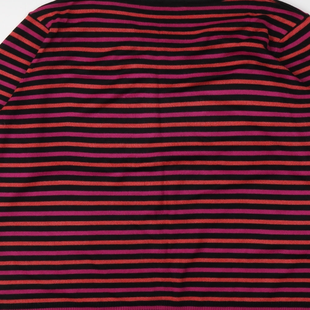 Marks & Spencer Womens Multicoloured Round Neck Striped Acrylic Pullover Jumper Size 14