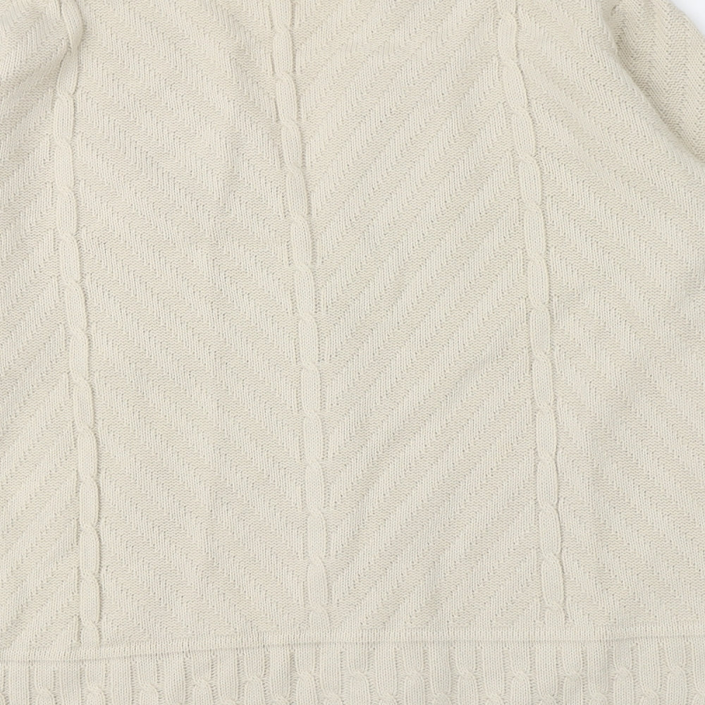 Berkertex Womens Beige V-Neck Acrylic Cardigan Jumper Size 10