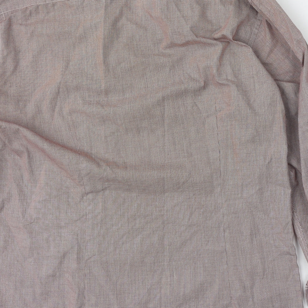 Cedarwood State Mens Red Check Polyester Button-Up Size 16.5 Collared Button