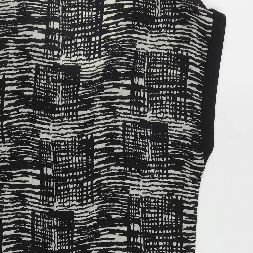 Epiloque Womens Black Geometric Polyester Tunic Blouse Size 14 Round Neck