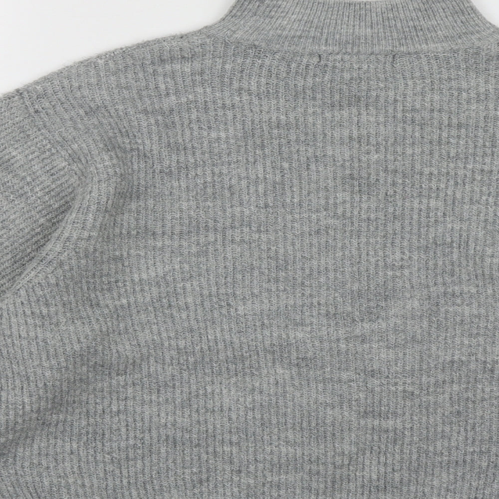 New Look Womens Grey High Neck Acrylic Pullover Jumper Size M