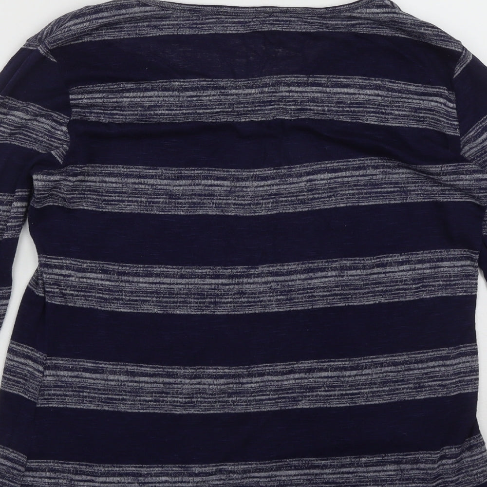 Klass Womens Blue Scoop Neck Striped Viscose Pullover Jumper Size M