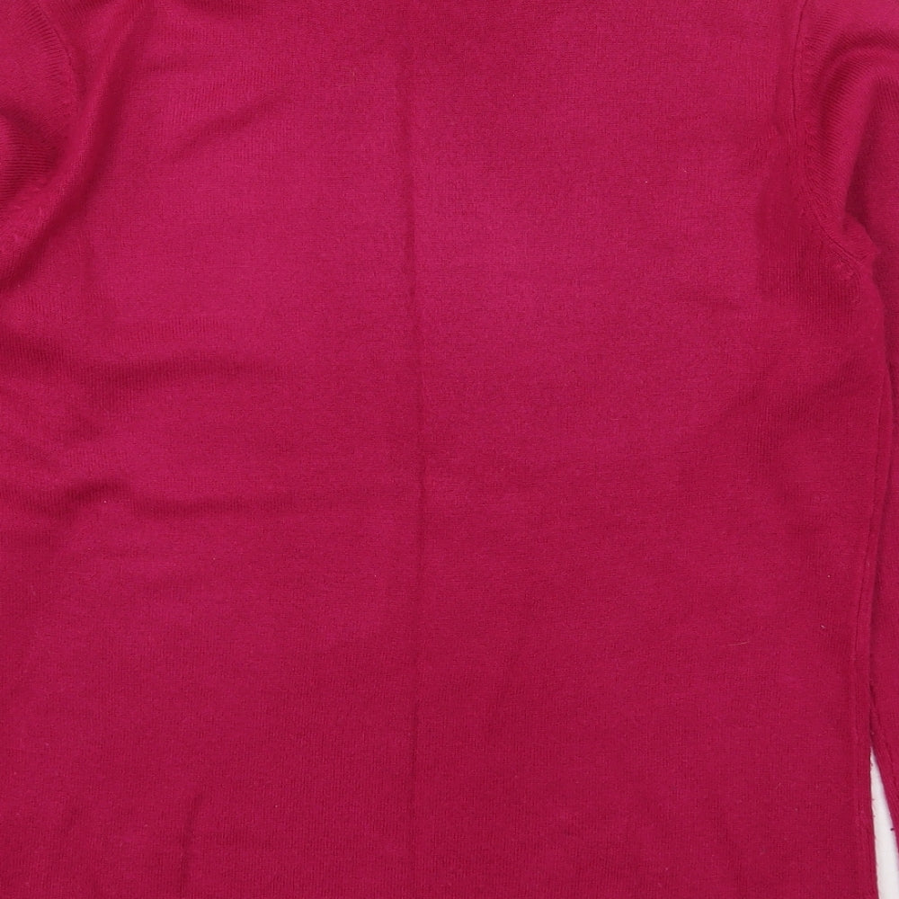 Bonmarché Womens Pink Round Neck Acrylic Pullover Jumper Size S
