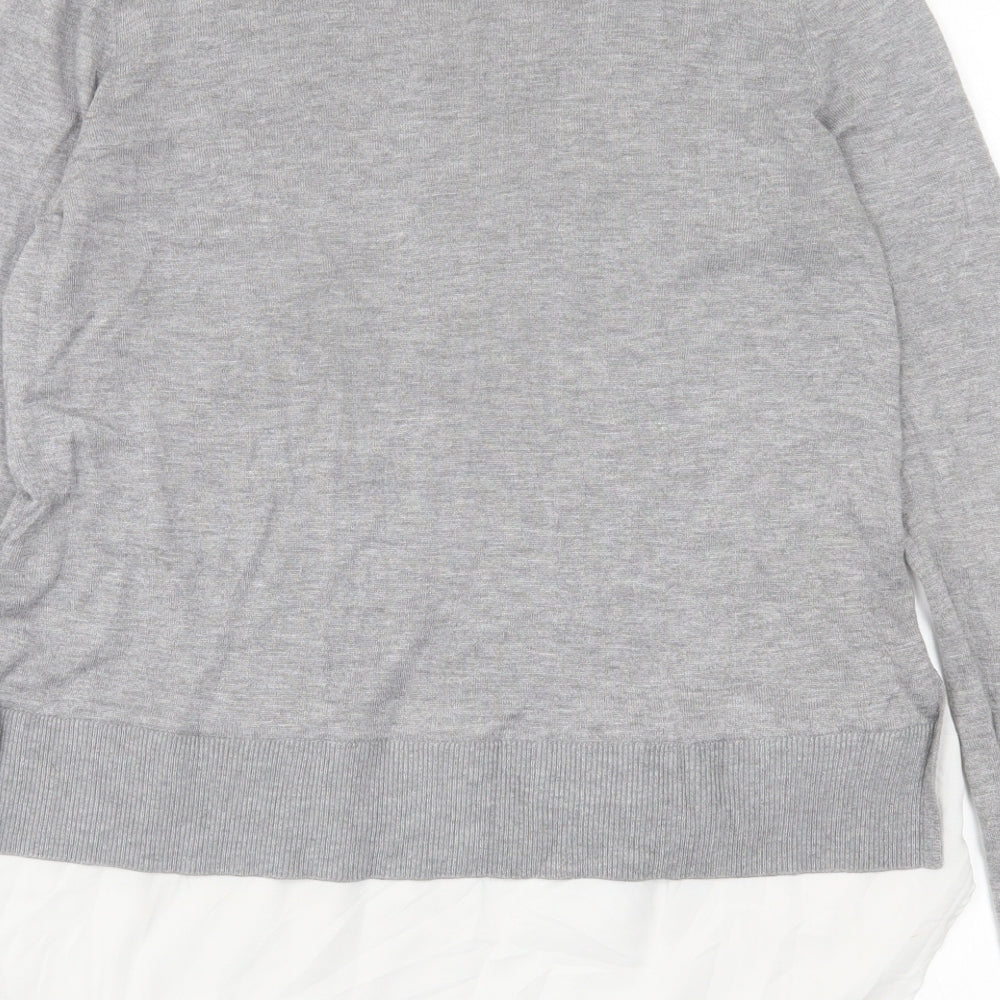 H&M Womens Grey Crew Neck Acrylic Pullover Jumper Size S