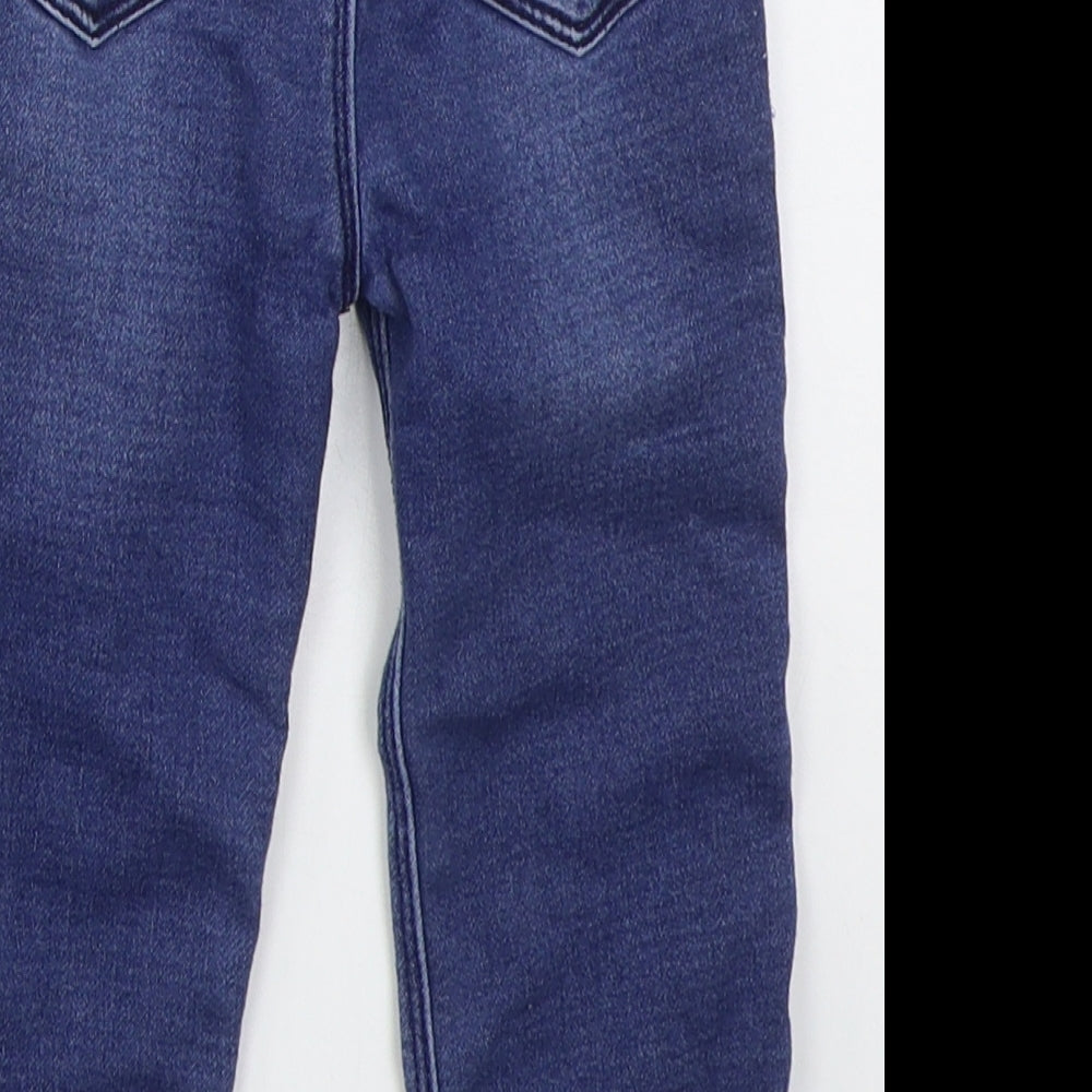 Denim Co Girls Blue Cotton Snow Pants Jeans Size 18-24 Months Button