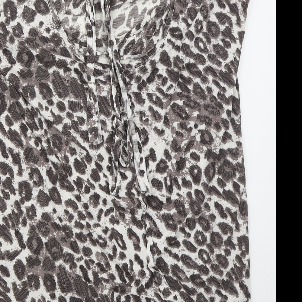 NEXT Womens Brown Animal Print Viscose Basic Tank Size M V-Neck