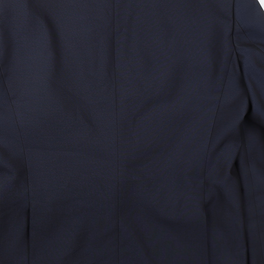 Identkit Mens Blue Polyester Jacket Suit Jacket Size 40