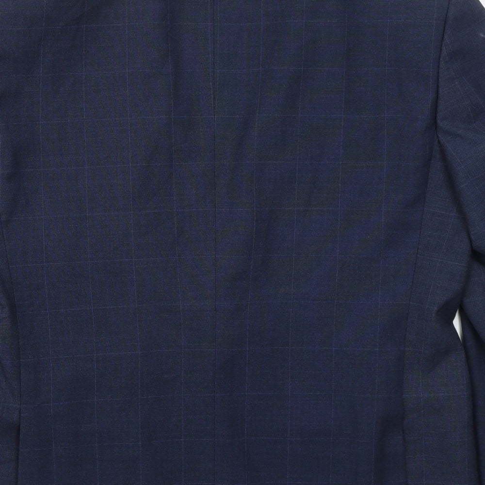 Daniel Grahame Mens Blue Check Polyester Jacket Suit Jacket Size 40