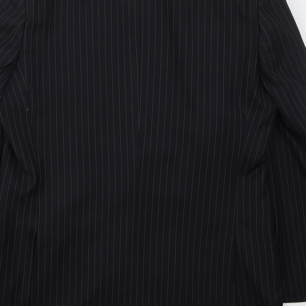 Karl Jackson Mens Blue Striped Polyester Jacket Suit Jacket Size 44
