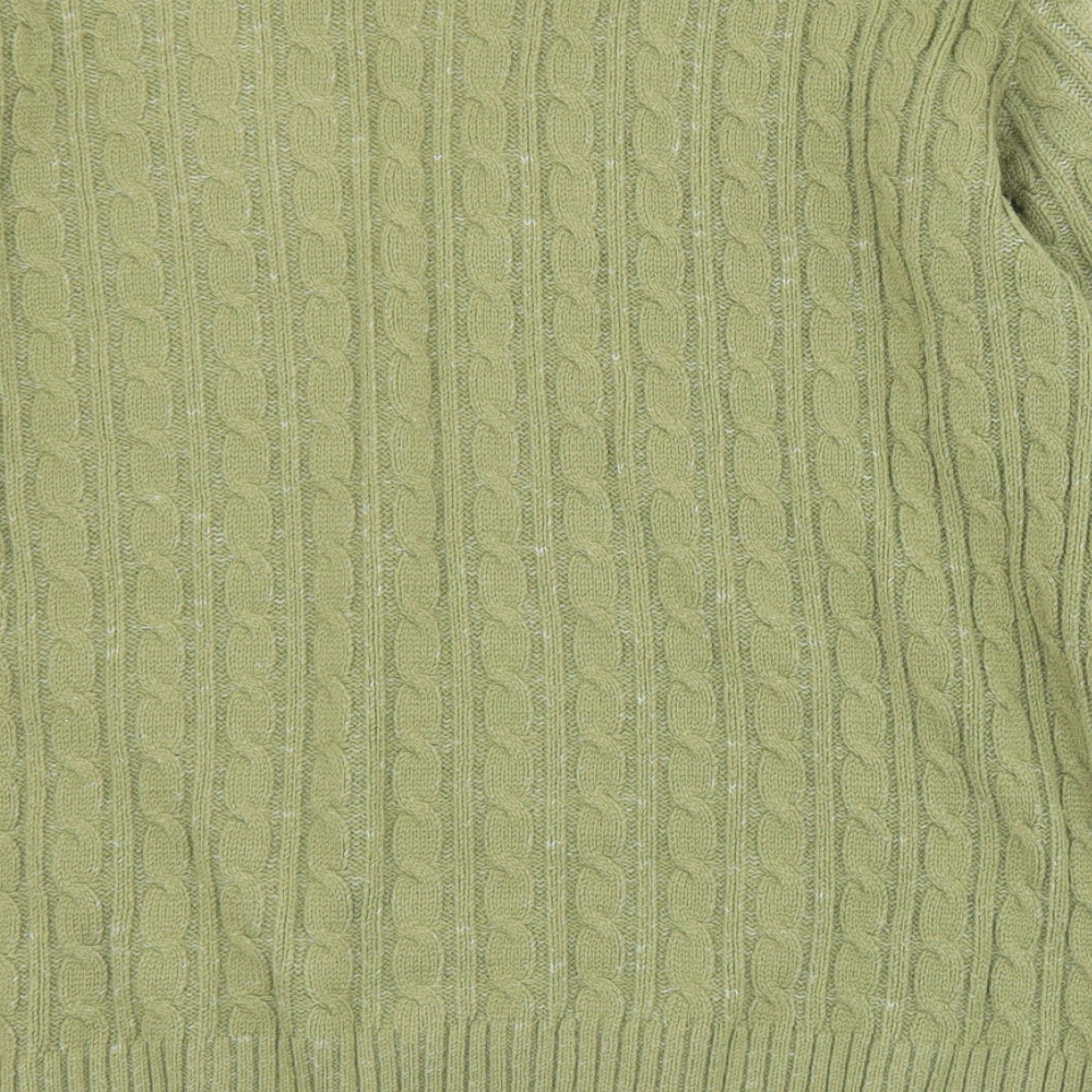 CHIC Womens Green V-Neck Acrylic Pullover Jumper Size L - L/XL