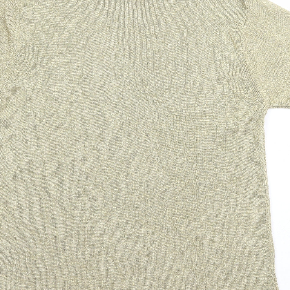 St Bernard Womens Gold Viscose Basic T-Shirt Size 14 Round Neck