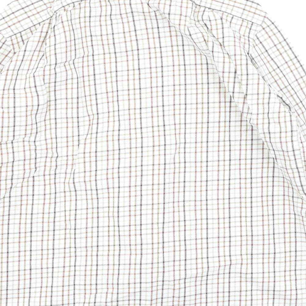 Double TWO Mens Beige Plaid Cotton Polo Size 40 Collared