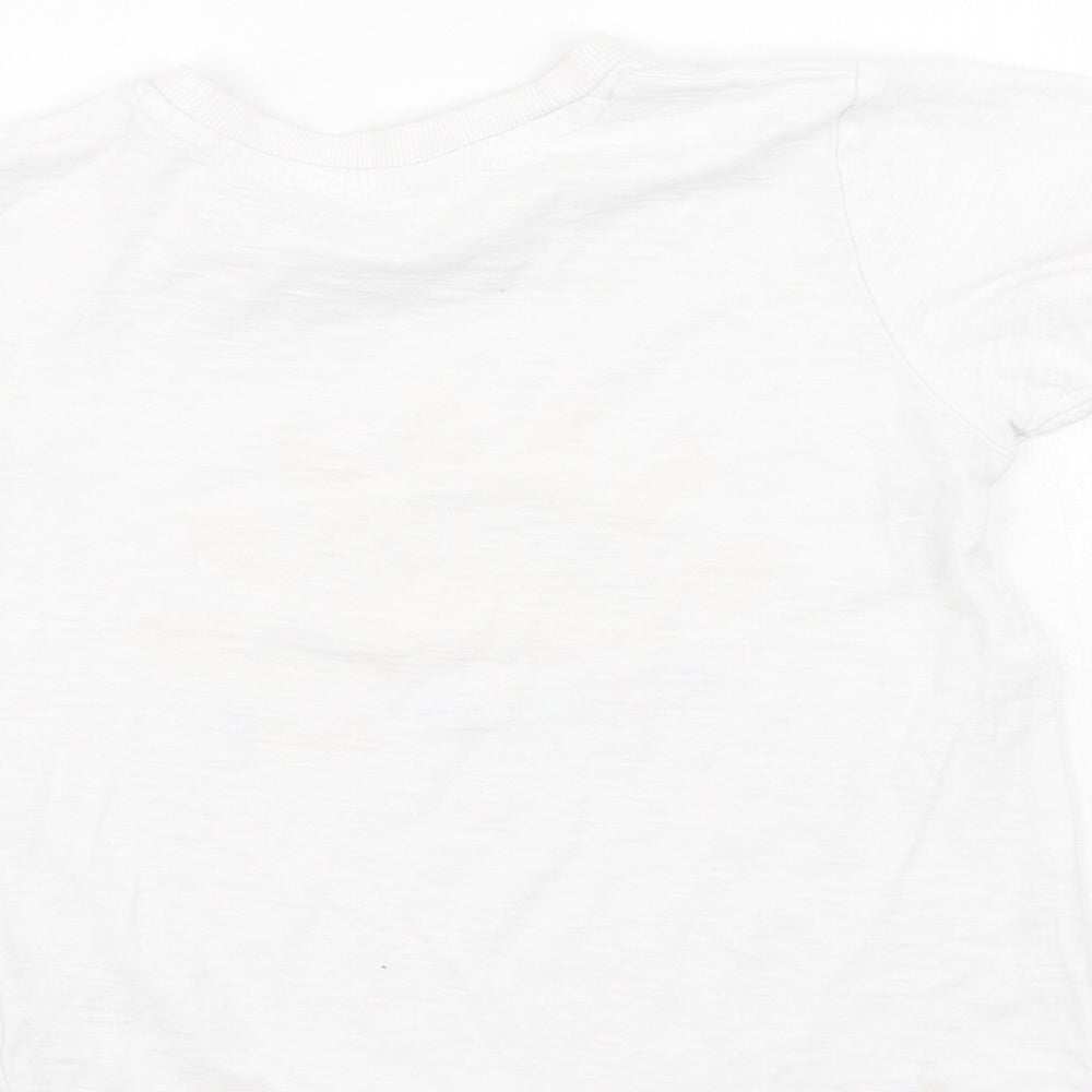 Preworn Girls White Cotton Basic Casual Size 2-3 Years Round Neck