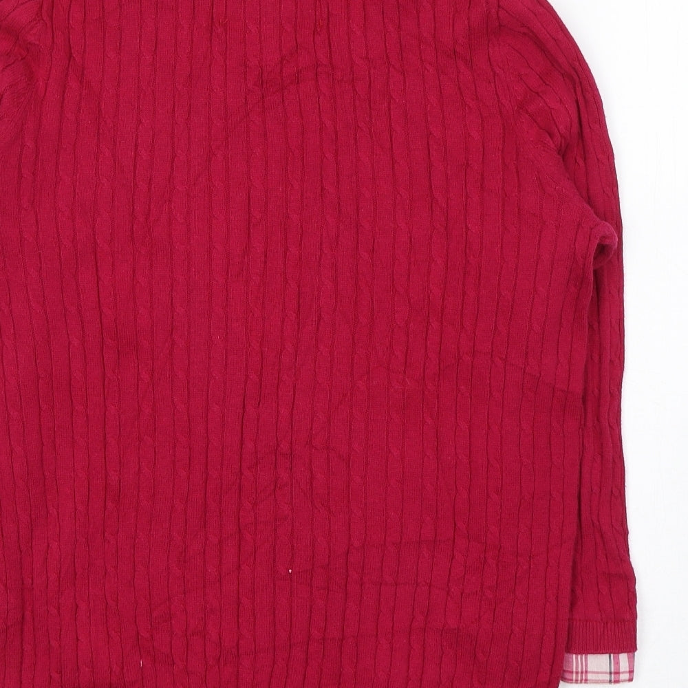 Debenhams Womens Pink Collared Cotton Pullover Jumper Size 12