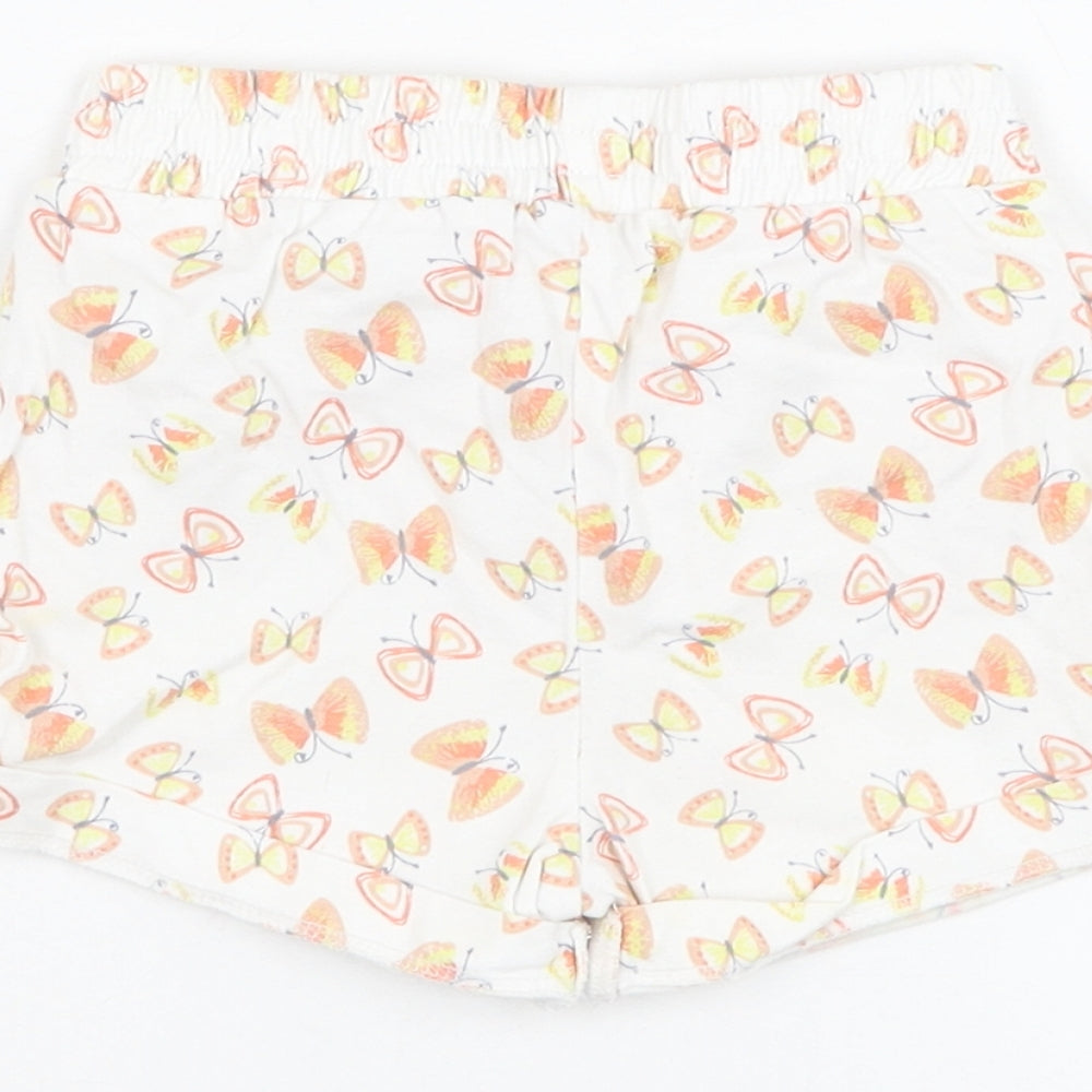 M&Co Girls Ivory Cotton Cropped Trousers Size 6-9 Months Pullover - Butterfly