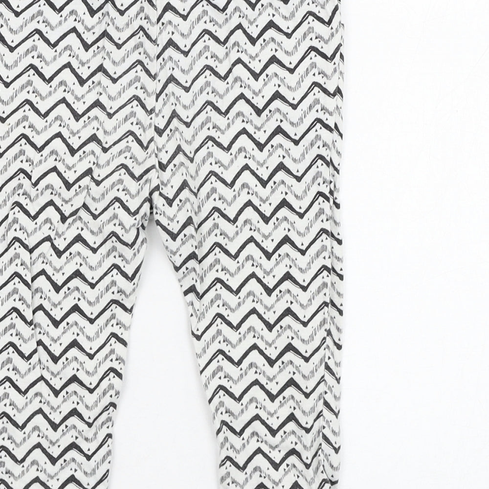 NEXT Girls Ivory Geometric Cotton Jogger Trousers Size 9-12 Months Pullover