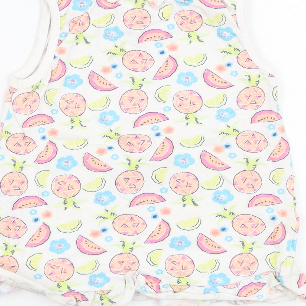 M&Co Girls Ivory Cotton Basic Tank Size 12-18 Months Round Neck Pullover - Fruit