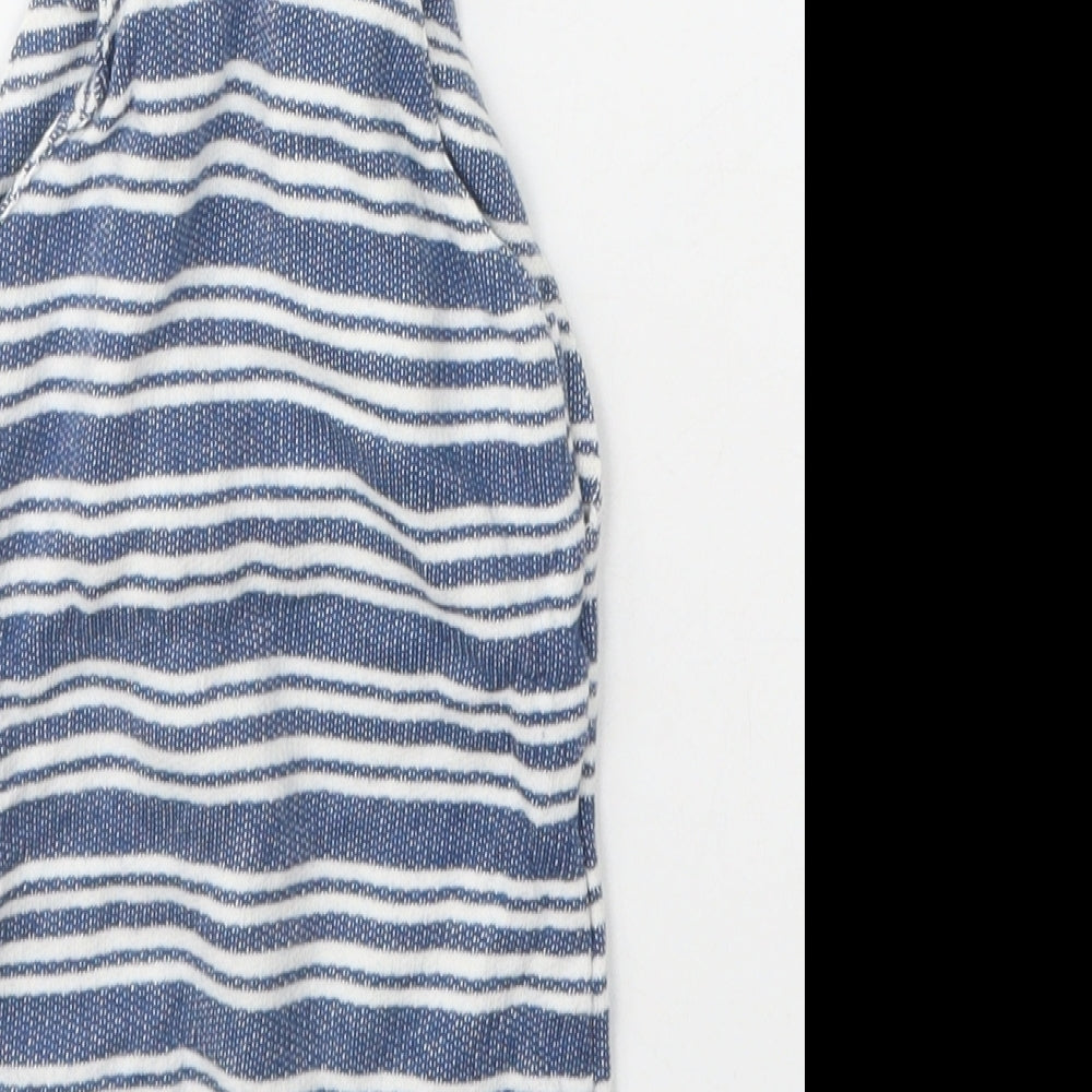 Dunnes Boys Blue Striped Cotton Dungaree One-Piece Size 6-9 Months Button
