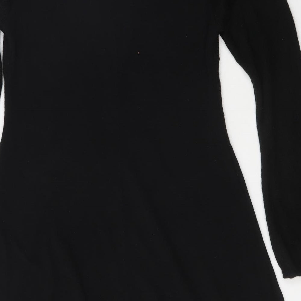 Preworn Womens Black Viscose Fit & Flare Size L V-Neck