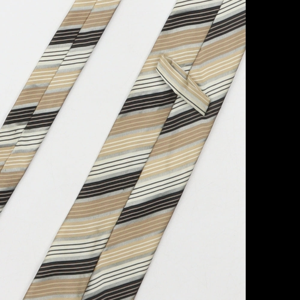 Marks & Spencer Mens Beige Striped Polyester Pointed Tie One Size