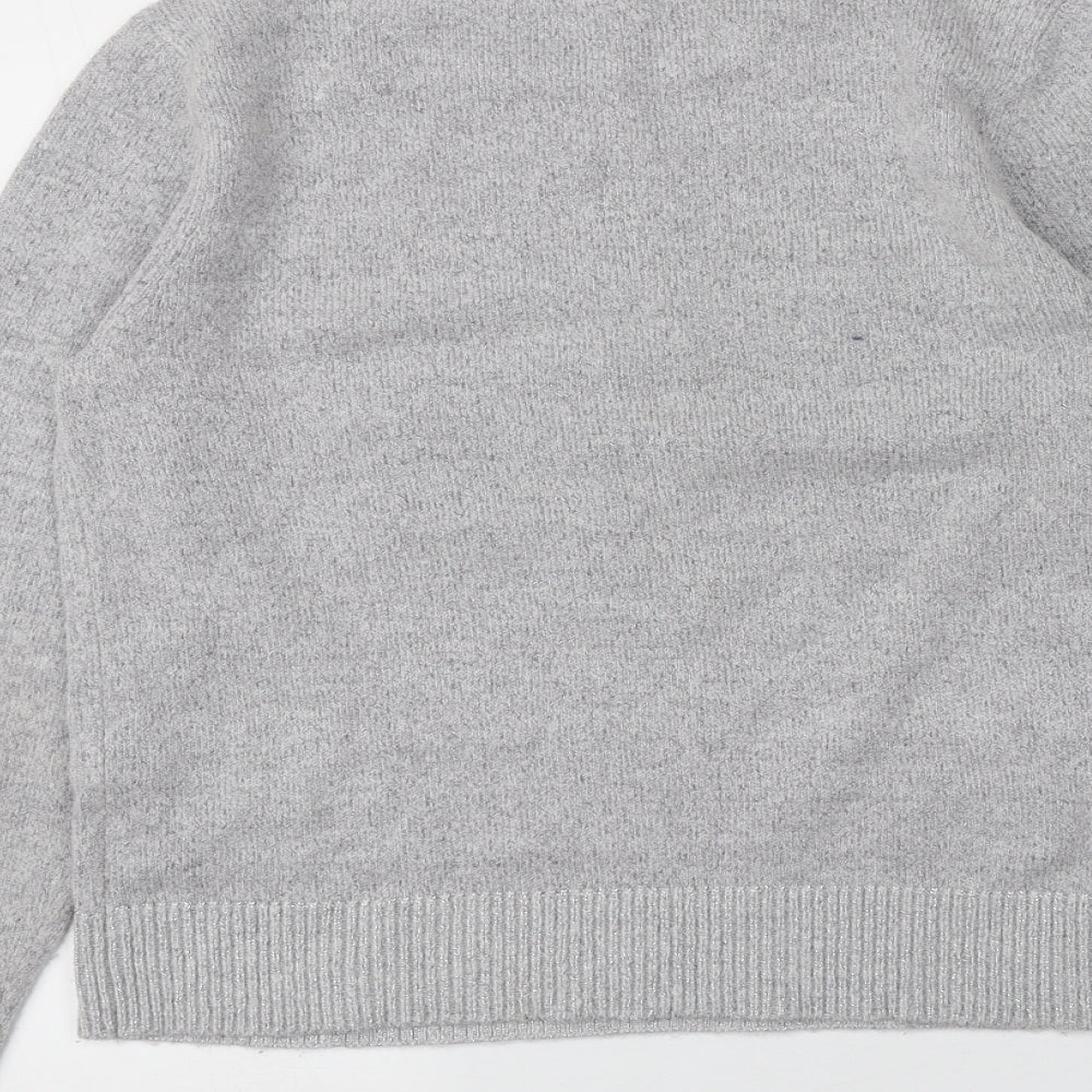 Oasis Womens Grey Round Neck Acrylic Pullover Jumper Size M