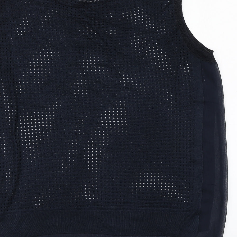 NEXT Womens Blue Viscose Basic T-Shirt Size 14 Round Neck
