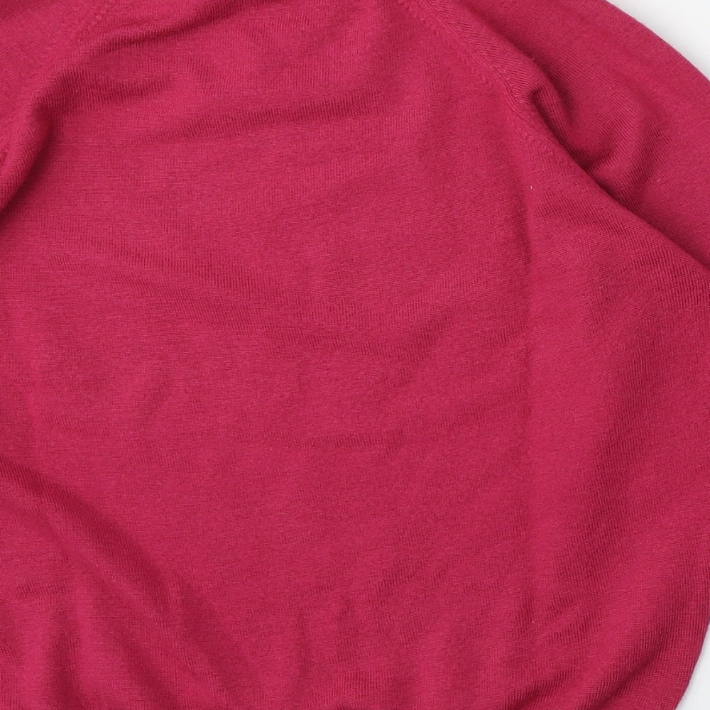 Preworn Womens Pink Mock Neck Polyester Pullover Jumper Size M
