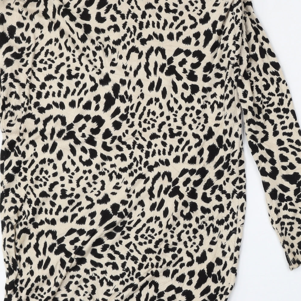 New Look Womens Multicoloured Round Neck Animal Print Viscose Pullover Jumper Size S