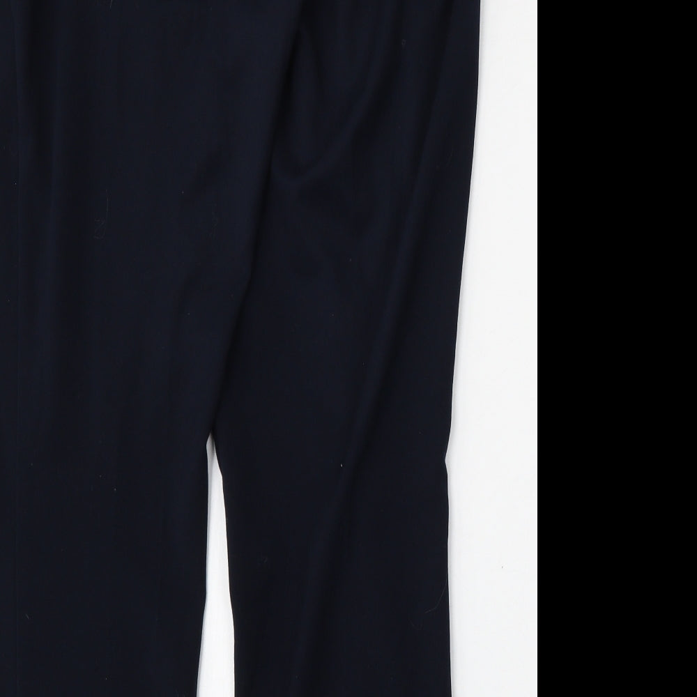 Marks and Spencer Womens Blue Polyester Trousers Size 14 L28 in Regular Hook & Eye