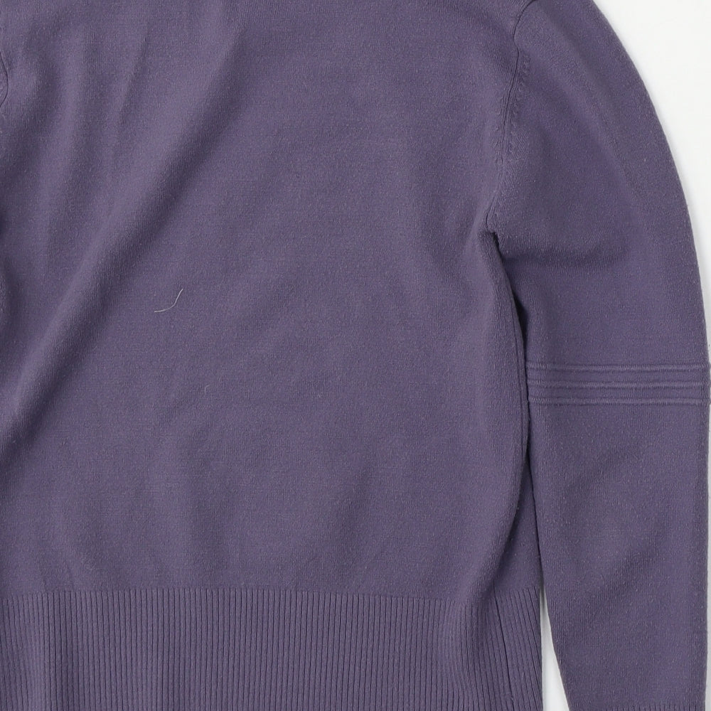 Editions Womens Purple Mock Neck Polyester Pullover Jumper Size 10