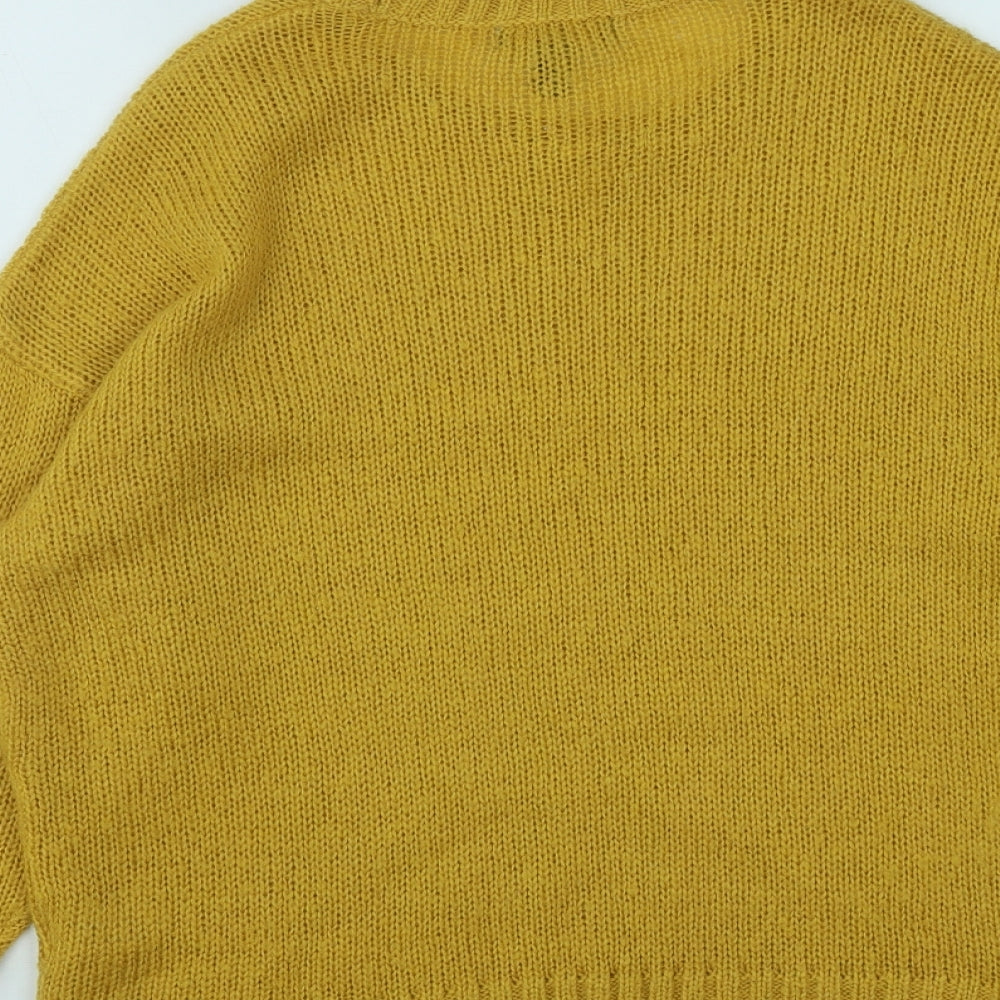 New Look Womens Yellow Round Neck Acrylic Pullover Jumper Size S