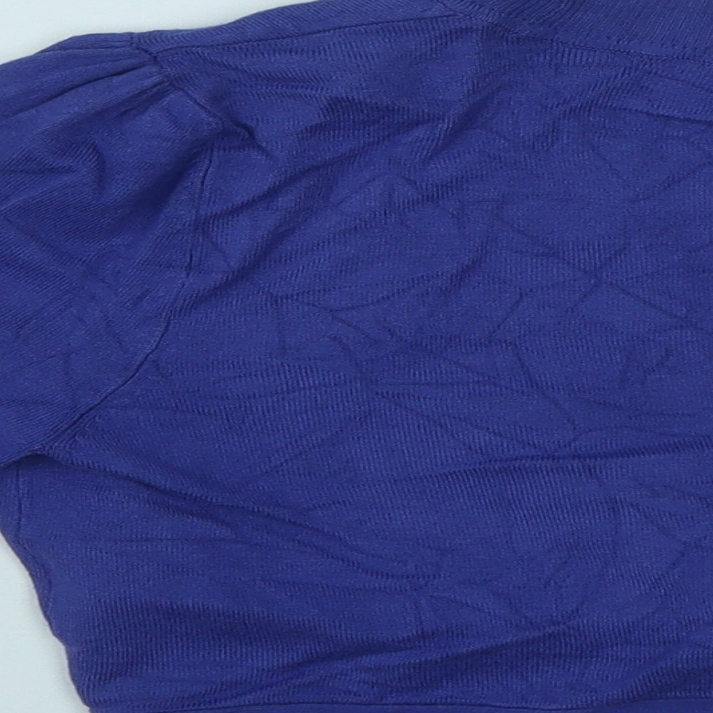 Marks and Spencer Womens Blue V-Neck Viscose Shrug Jumper Size 14