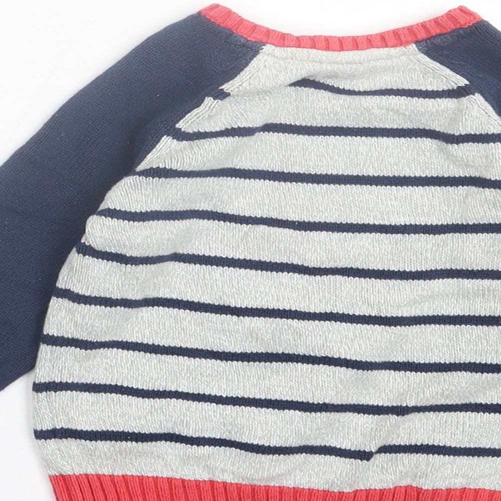 F7F Boys Multicoloured Striped Cotton Pullover Jumper Size 9-12 Months Button