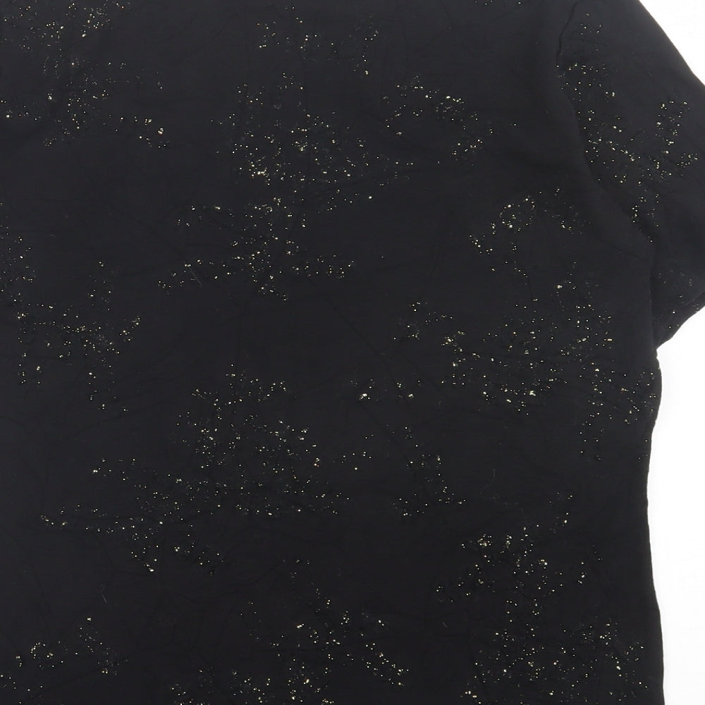 Bonmarché Womens Black Viscose Basic T-Shirt Size M Crew Neck