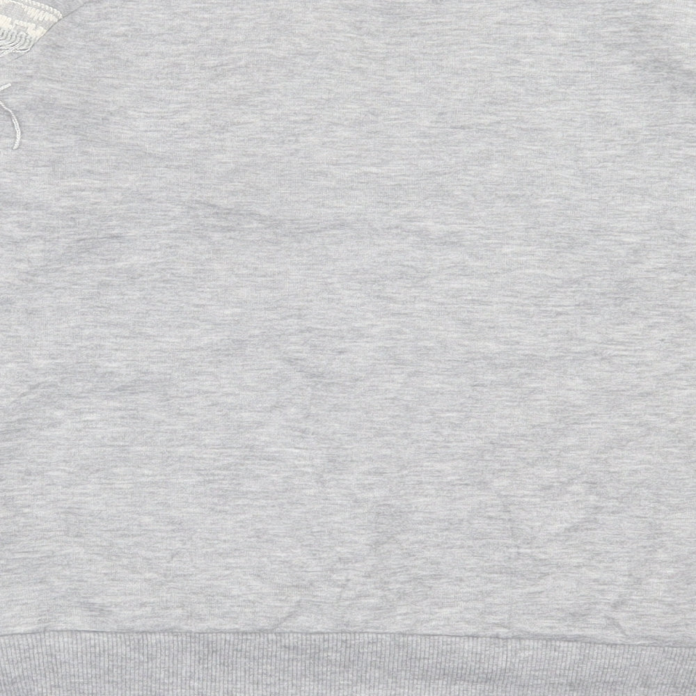 River Island Womens Grey Crew Neck Cotton Pullover Jumper Size 8