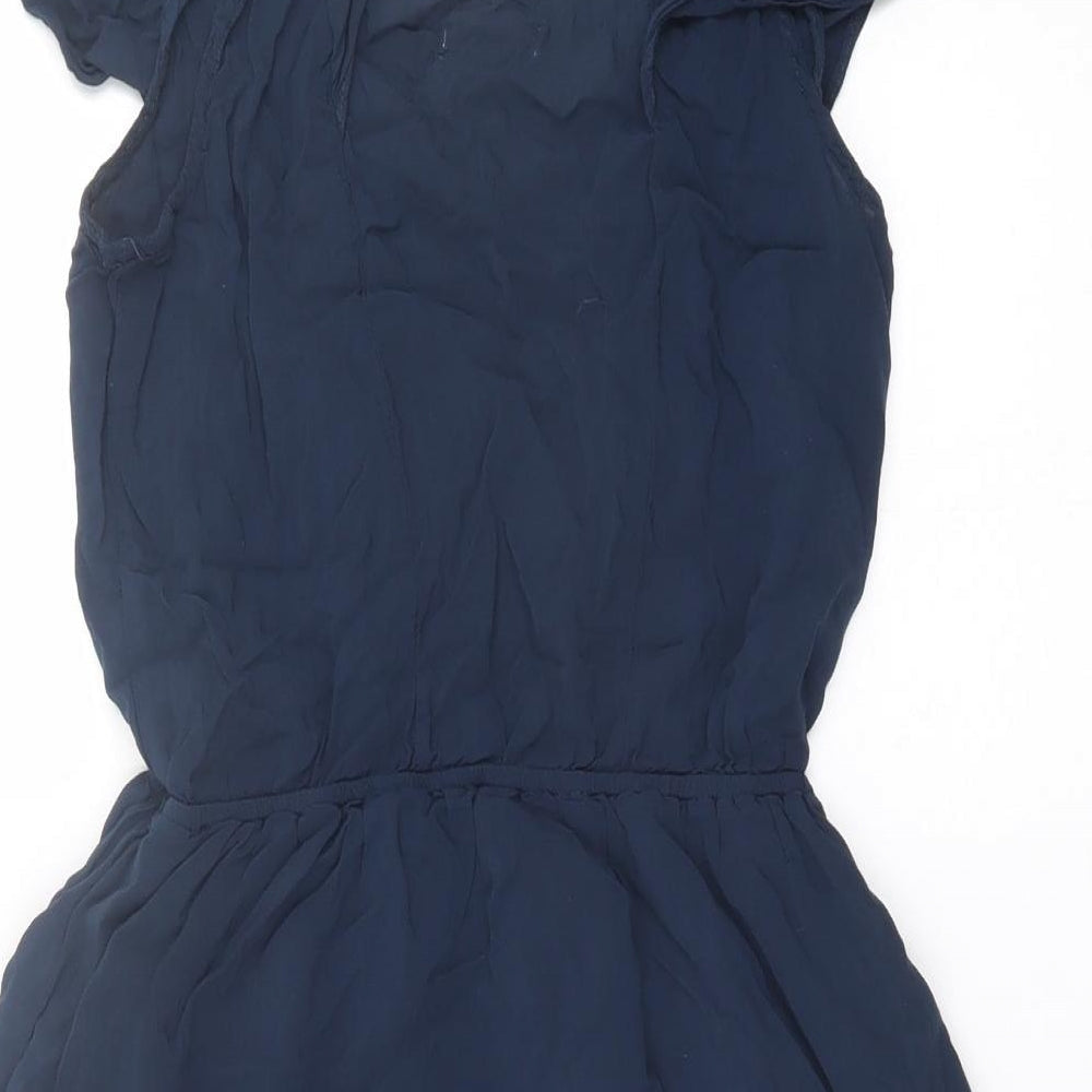 Pull&Bear Womens Blue Polyester A-Line Size M V-Neck Pullover
