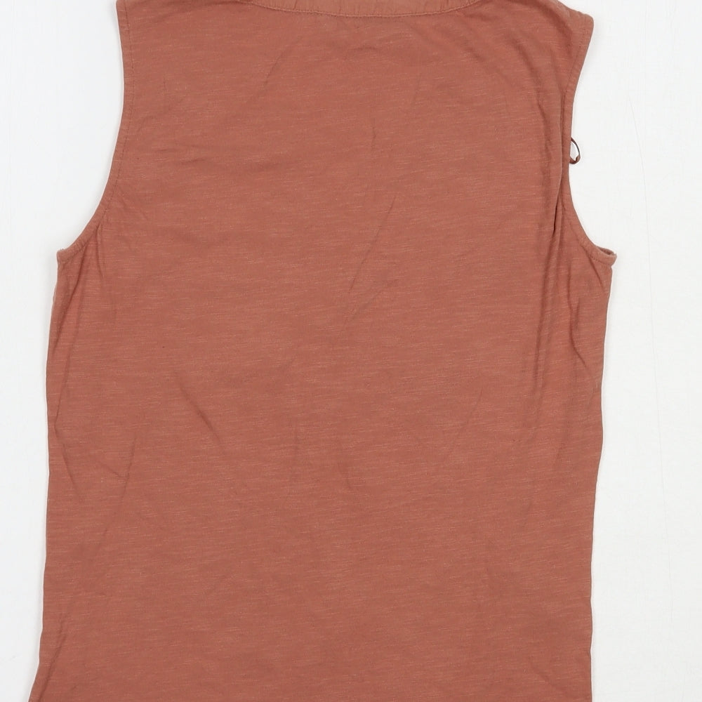 Dunnes Stores Womens Brown Cotton Basic Blouse Size XS V-Neck