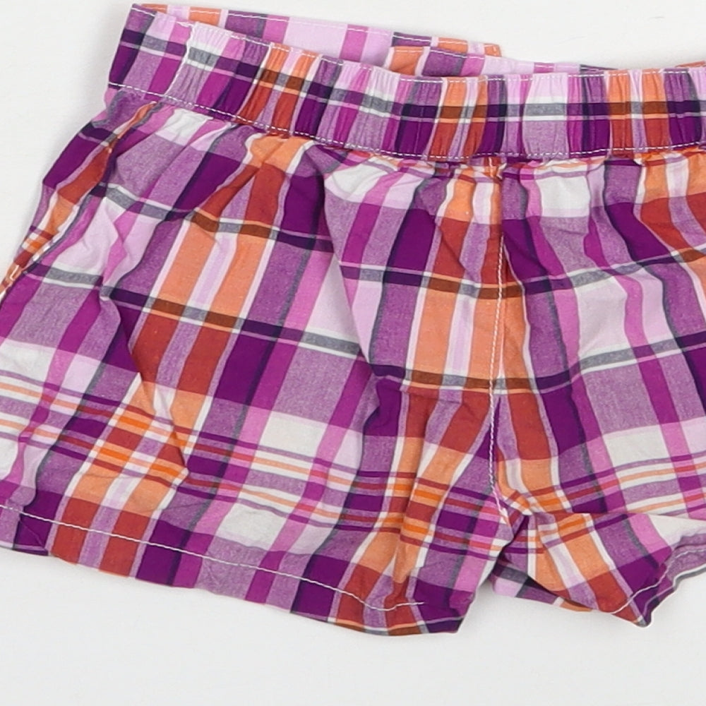 Gymboree Girls Purple Plaid Cotton Bermuda Shorts Size 4 Years Regular Buckle