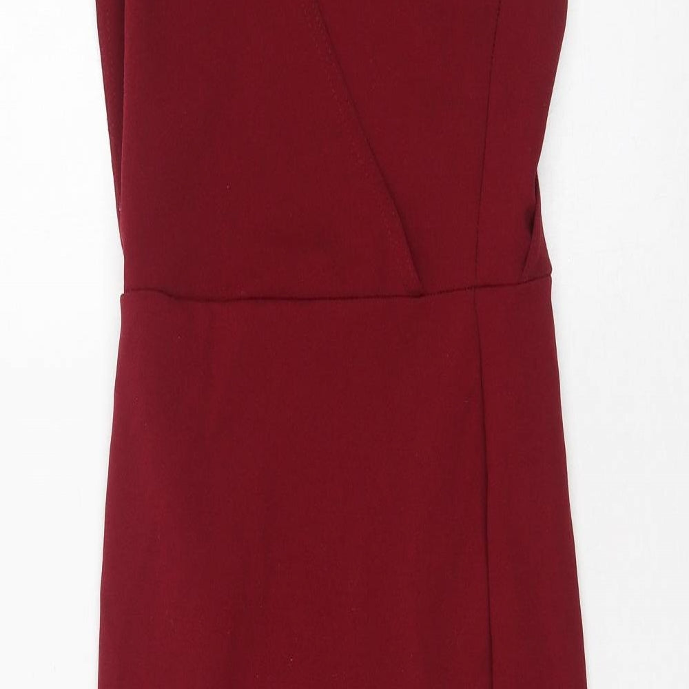 PRETTYLITTLETHING Womens Red Polyester Bodycon Size 8 Off the Shoulder