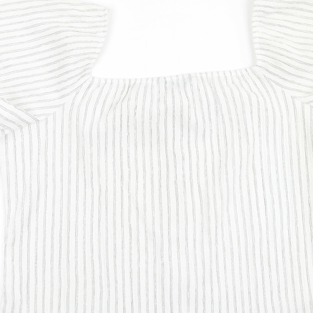 Dunnes Stores Womens Multicoloured Striped Polyester Basic Blouse Size L Off the Shoulder