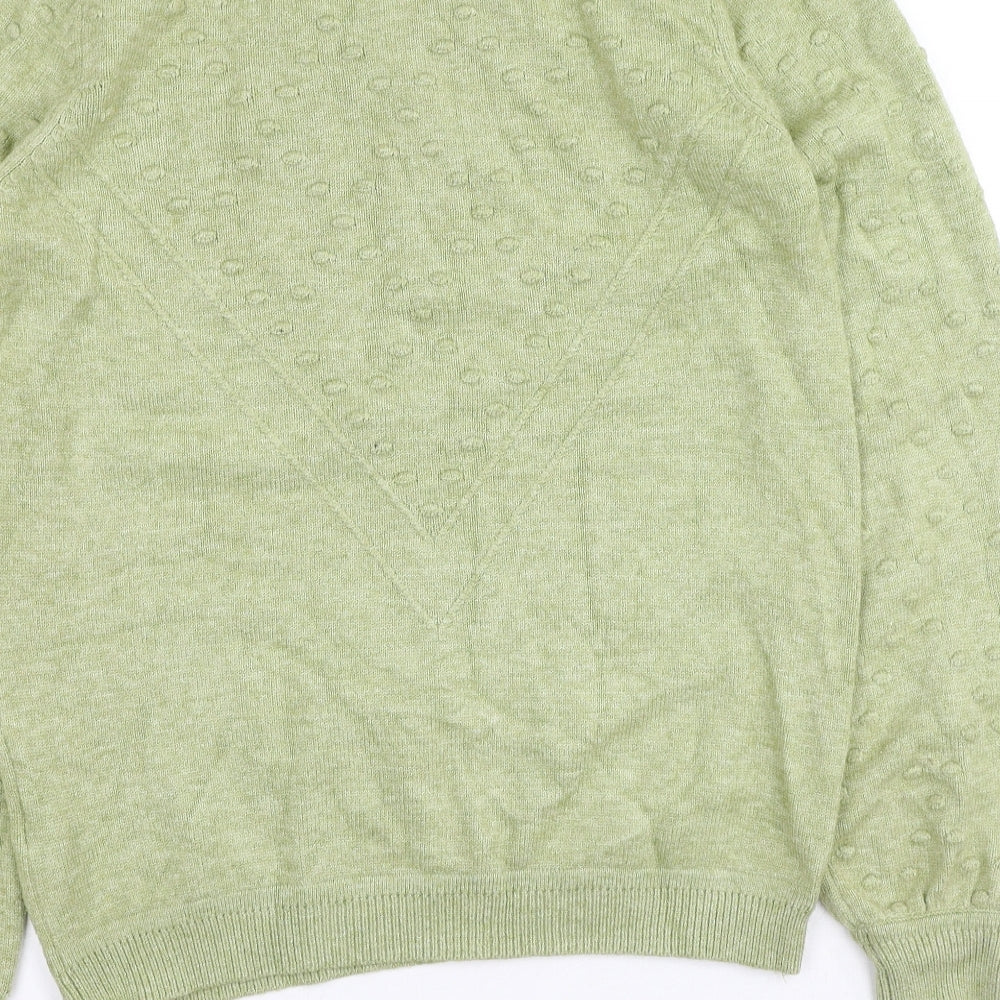 b.young Womens Green Round Neck Viscose Pullover Jumper Size M