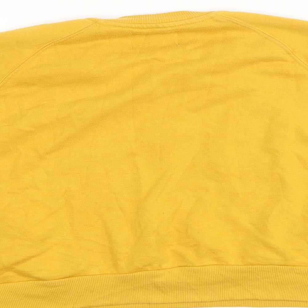 Pull&Bear Womens Yellow Cotton Pullover Sweatshirt Size XS