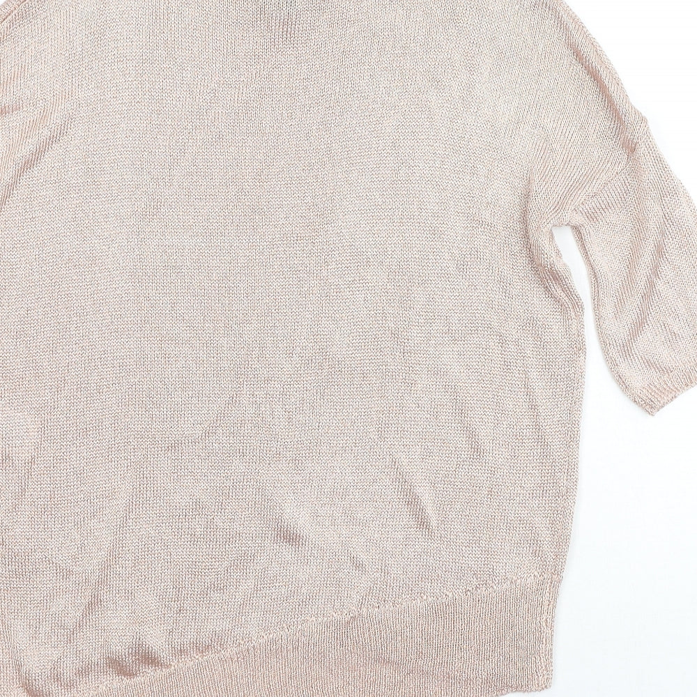 Preworn Womens Gold Viscose Basic Blouse Size S Round Neck