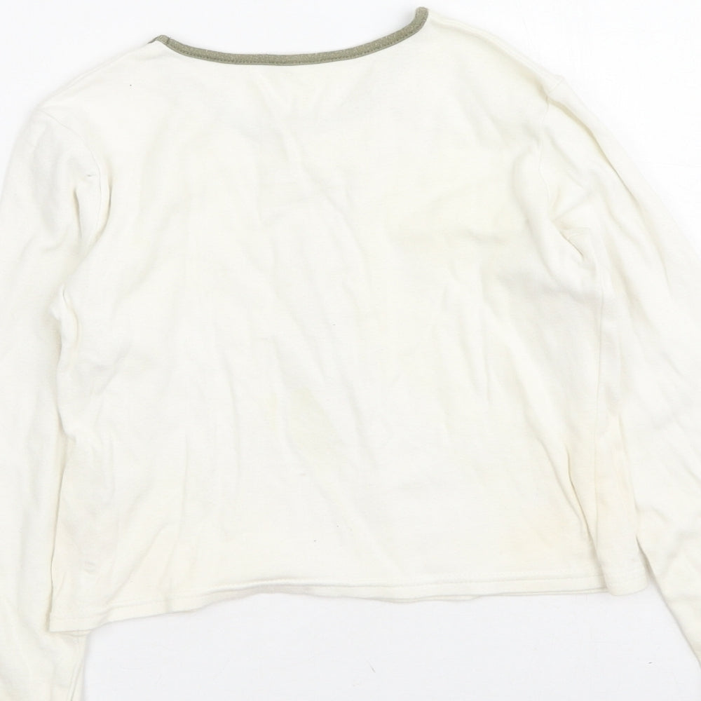 Dunnes Stores Girls Beige Cotton Basic Casual Size 7 Years Round Neck