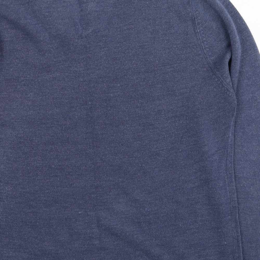 BHS Mens Blue Round Neck Acrylic Pullover Jumper Size L
