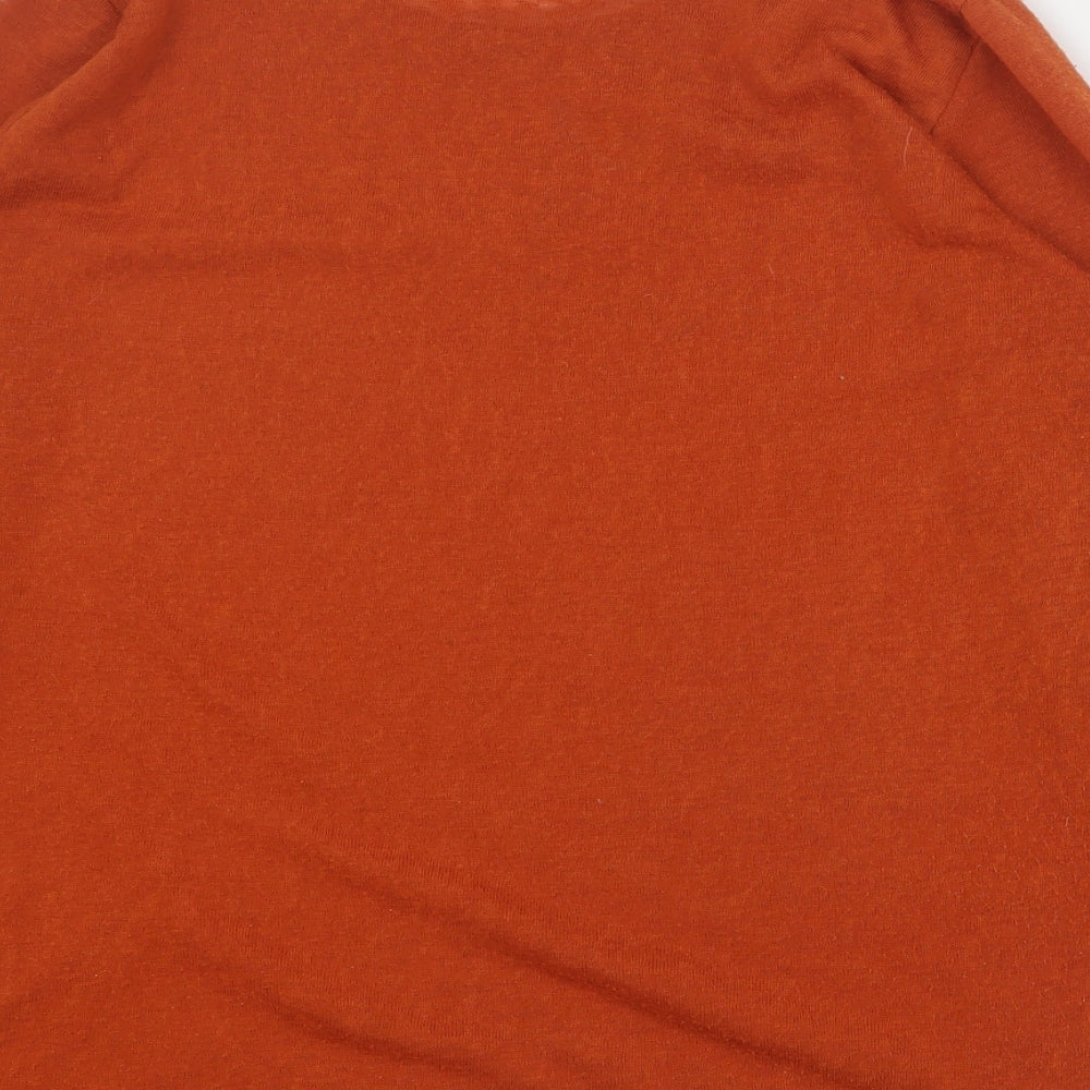 Isle Womens Orange Round Neck Polyester Pullover Jumper Size M