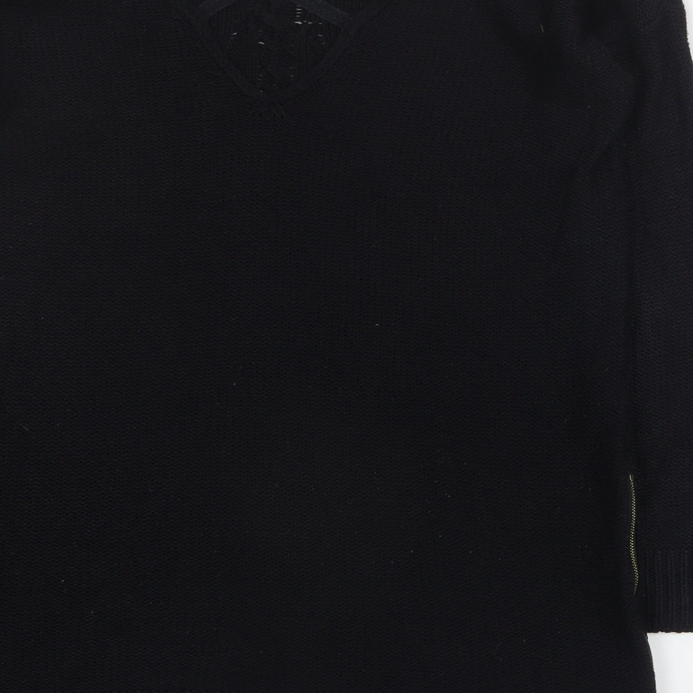 Zara Womens Black Round Neck Acrylic Pullover Jumper Size L