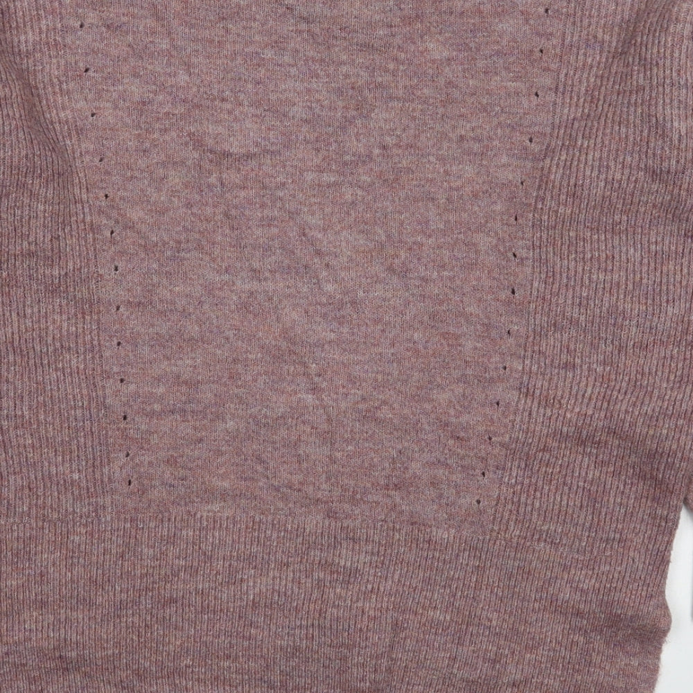 Topshop Womens Pink Round Neck Acrylic Pullover Jumper Size 8