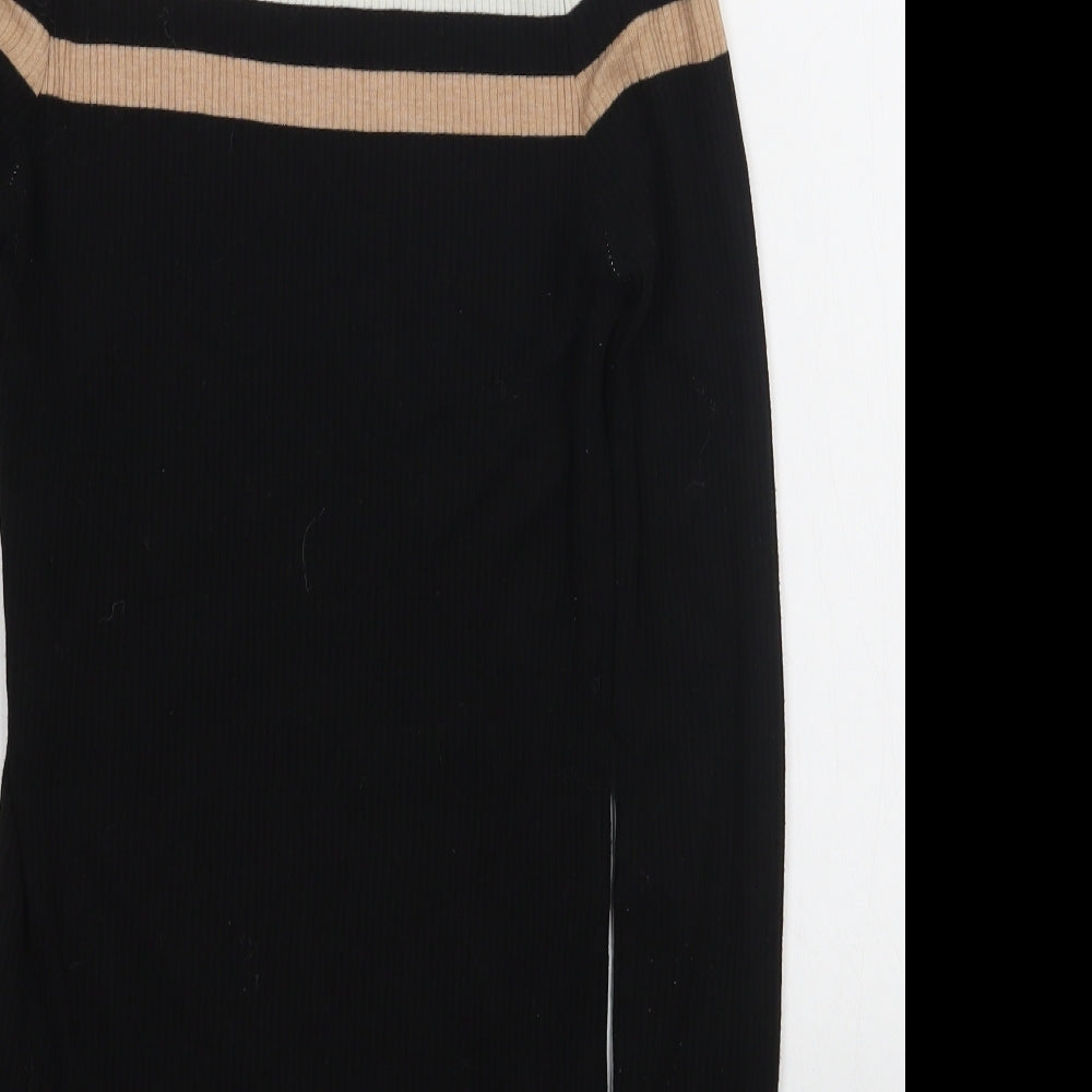 New Look Womens Black Roll Neck Polyester Pullover Jumper Size 8