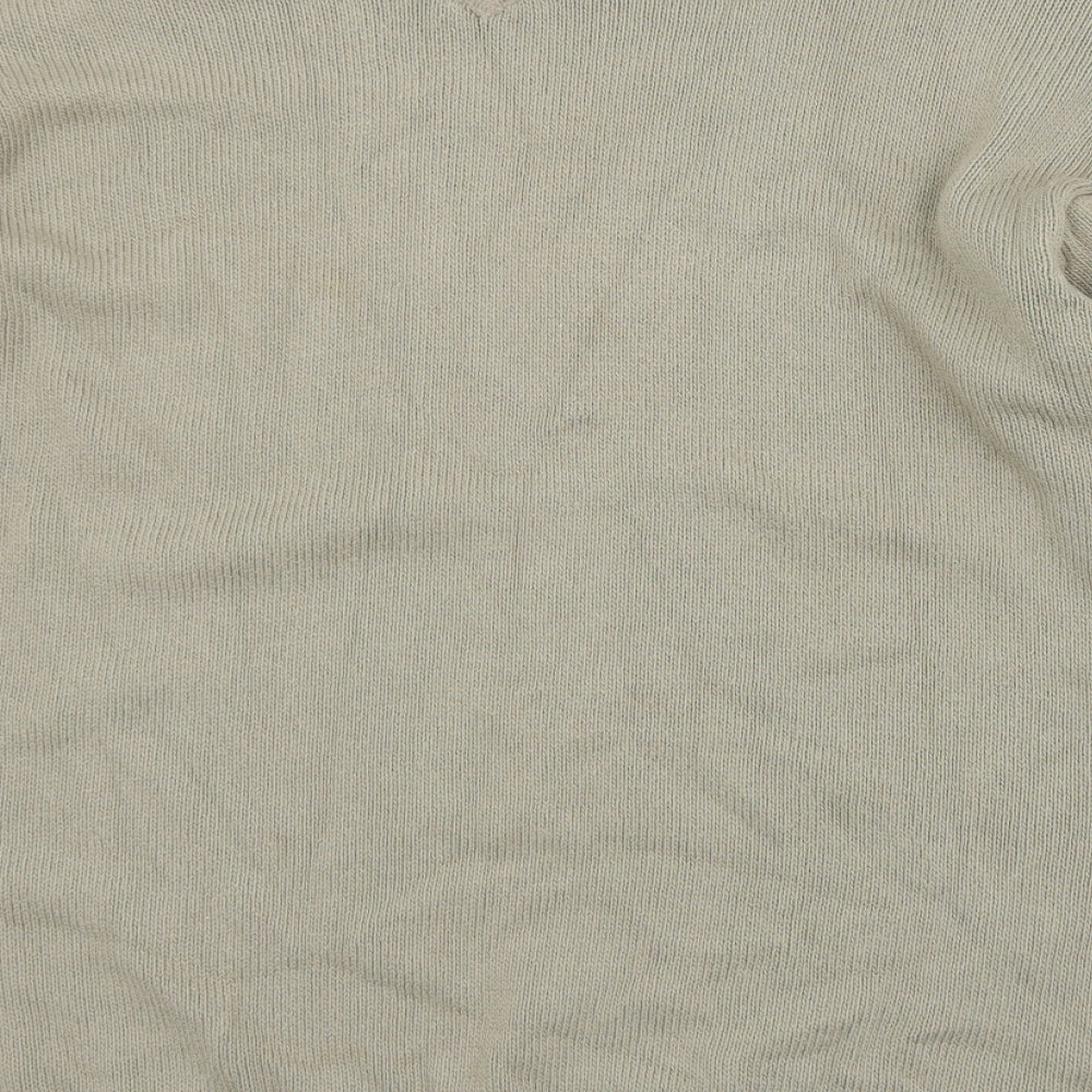 NEXT Mens Beige V-Neck Cotton Pullover Jumper Size L